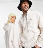 Collusion Unisex Hoodie With Logo Print In Ecru-white