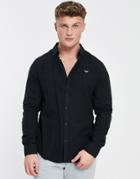 Threadbare Long Sleeve Oxford Shirt In Black