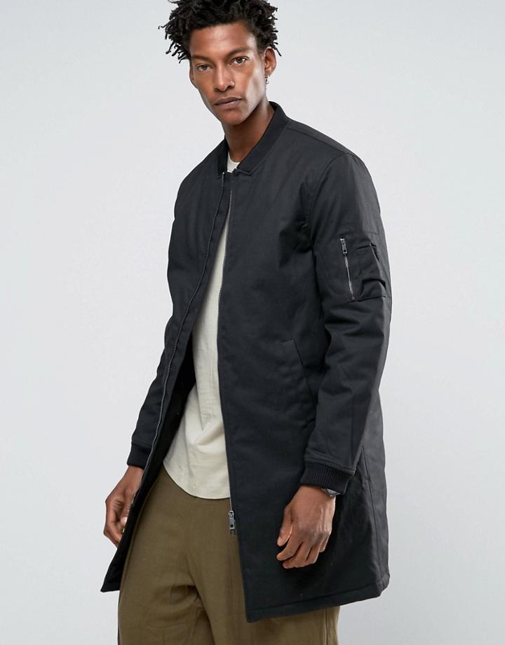 Kiomi Coated Bomber Jacket - Black