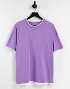 Pull & Bear Layerd Hem T-shirt In Lilac-purple