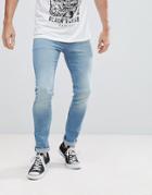 Asos Extreme Super Skinny Jeans In Light Wash Vintage - Blue