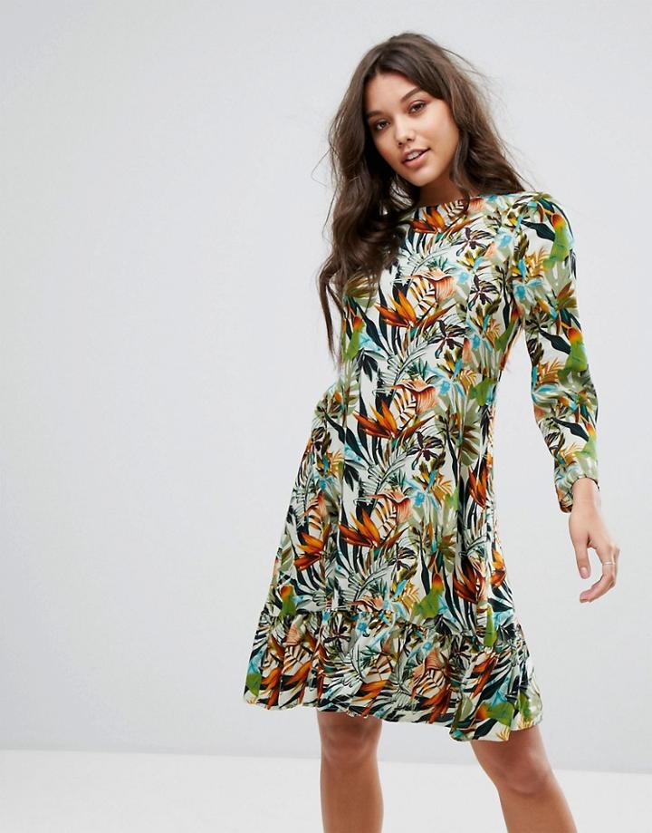 Y.a.s Drop Waist Dress With Long Sleeve - Multi
