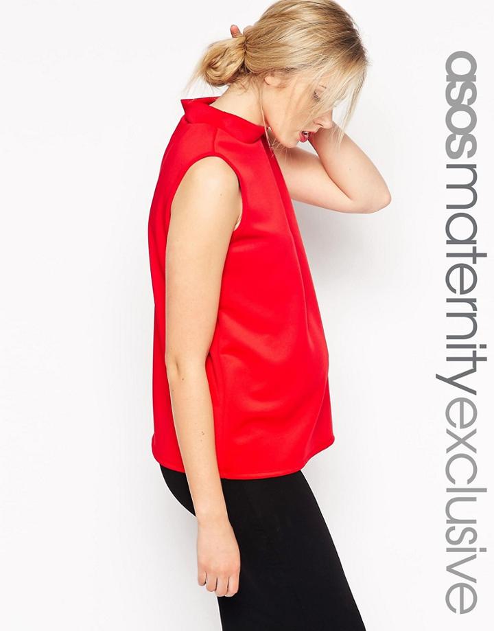 Asos Maternity Sleeveless Top With High Neck - Red
