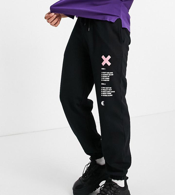 Collusion Oversized Sweatpants With Print In Black - Part Of A Set