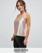 Asos Petite Sequin Cami Top - Gold