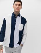 Asos Design Oversized Cut & Sew Oxford Shirt - Multi