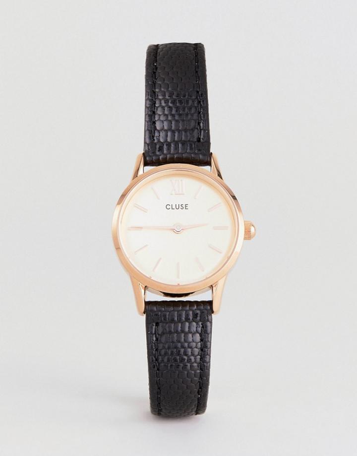 Cluse La Vadette Cl50028 Leather Strap Watch In Black - Black