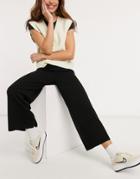 Whistles Wide Leg Knitted Pants In Black