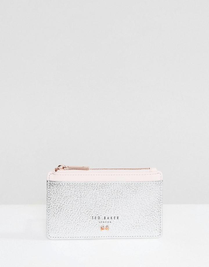 Ted Baker Textured Leather Card Holder - Silver