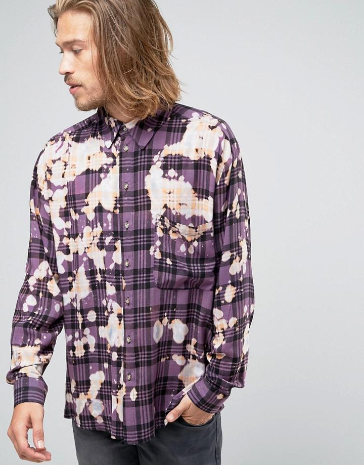 Reclaimed Vintage Bleached Festival Shirt In Reg Fit - Purple