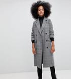 Monki Check Tailored Lightweight Coat In Gray