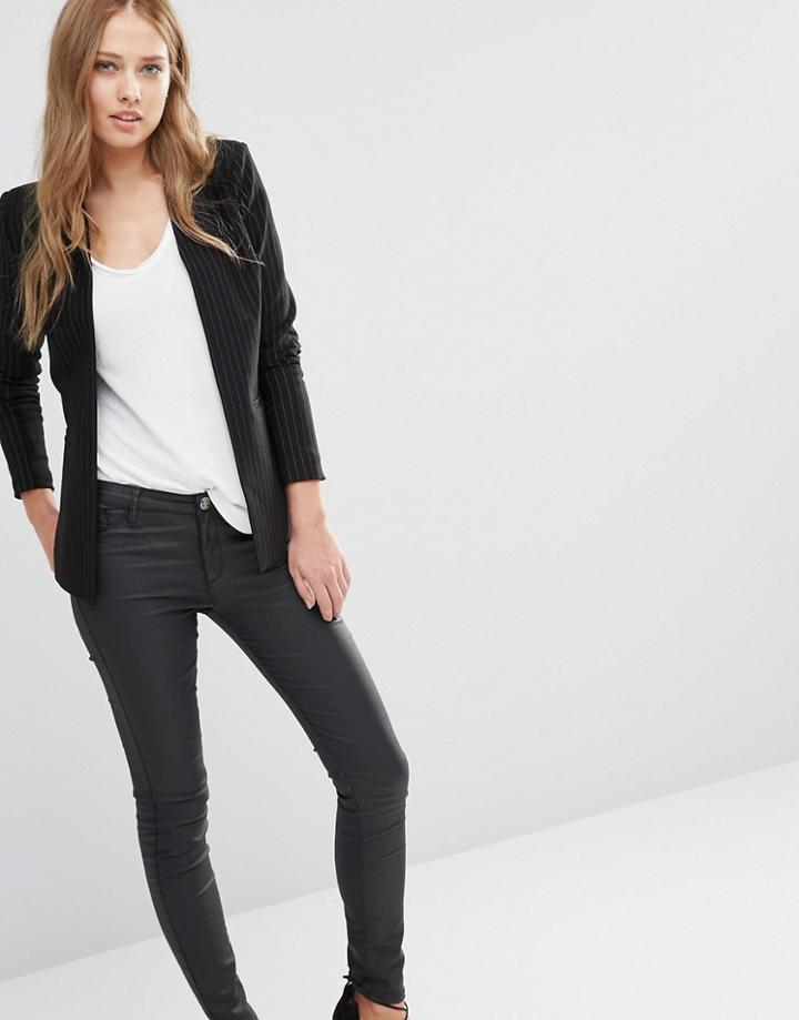 Y.a.s Penno Blazer In Pinstripe - Black W Stripe