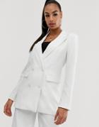 Na-kd Two-piece Longline Double Breasted Blazer In White