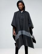 Asos Poncho In Gray Felt With Stripe And Hood - Gray