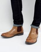 Frank Wright Brogue Chelsea Boots Tan Leather - Black