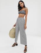 Fashion Union Beach Pants In Mono Check-multi