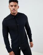 River Island Regular Fit Viscose Shirt In Black - Black