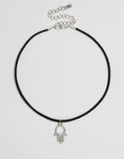 Asos Hamsa Charm Cord Choker - Black