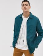Asos White Quilted Jacket With Toggles In Rich Blue Nylon