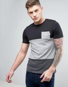 Jack & Jones Core T-shirt With Cut And Sew Panel And Pocket - Black
