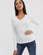 Asos Design V Neck Long Sleeve In White