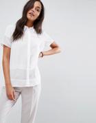 Asos Short Sleeve Blouse In Sheer And Solid - White