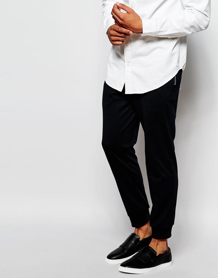 Asos Slim Smart Joggers In Pique - Navy