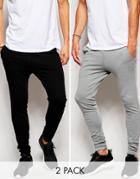 Asos 2 Pack Super Skinny Joggers Save 17% - Black
