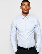 Asos Skinny Oxford Shirt In Blue With Long Sleeves - Blue