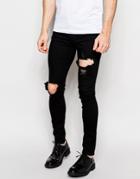 Asos Spray On Jeans With Extreme Rips In Black - Black