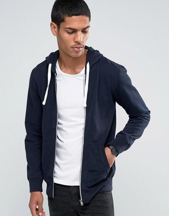 Celio Zip Through Hoodie - Navy