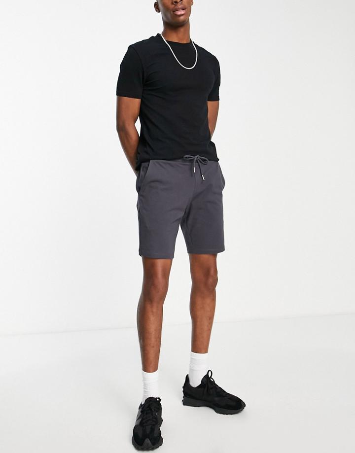 Asos Design Skinny Short In Gray Waffle - Part Of A Set