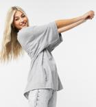 Collusion Super Oversized T-shirt With Logo In Gray Heather-grey