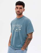 New Look T-shirt With Presence Print Washed Blue-blues