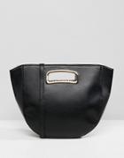 Asos Design Winged Saddle Shopper Bag With Hardware Handle - Black