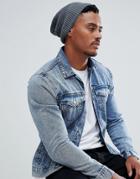 Asos Slouchy Beanie In Gray Recycled Polyester - Gray