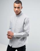 Asos Skater Fit Casual Oxford Shirt In Light Khaki - Green