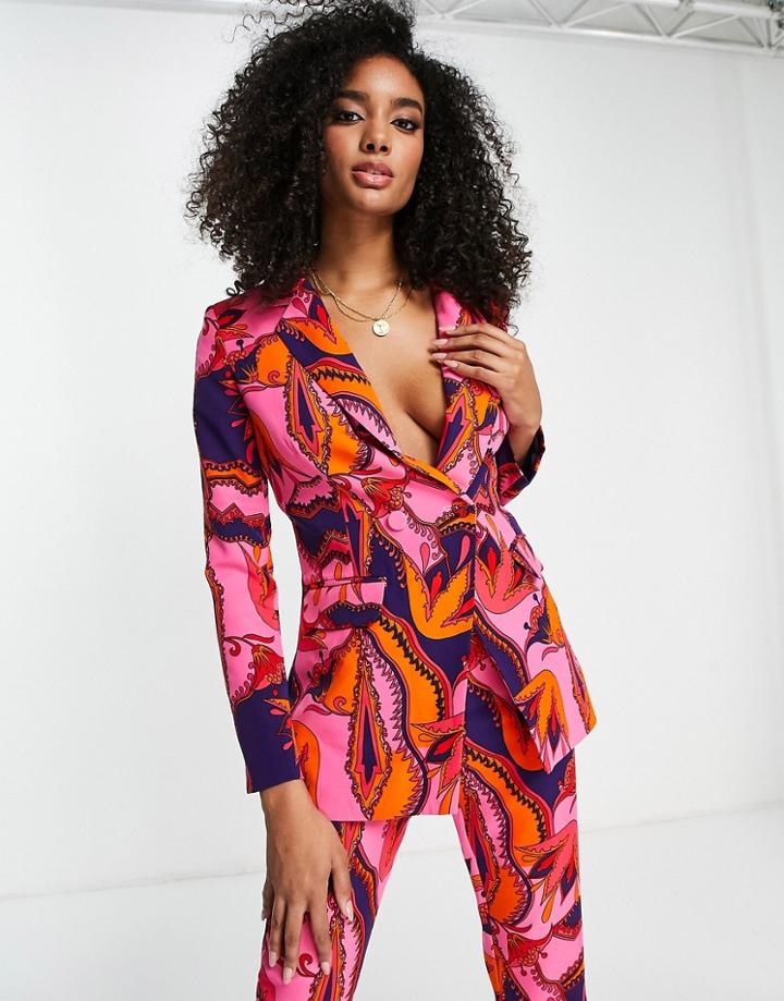 Never Fully Dressed Tailored Blazer In Pink Foxy Print - Part Of A Set