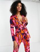 Never Fully Dressed Tailored Blazer In Pink Foxy Print - Part Of A Set