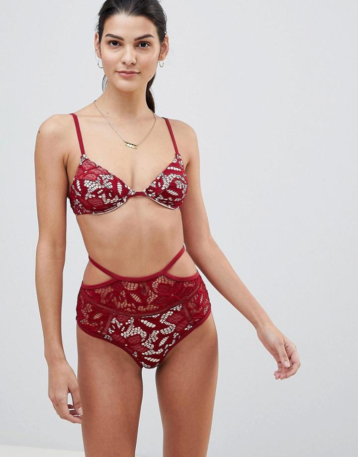 Somedays Lovin Lace High Waisted Bikini Bottoms - Red