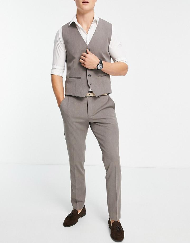 Selected Homme Slim Suit Pants In Brown