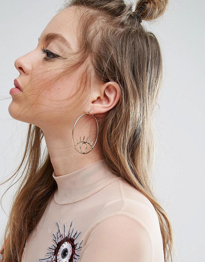 Asos Open Eye Hoop Earrings - Gold