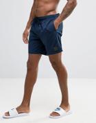 Asos Swim Shorts In Navy With Rubber Triangle Patch In Mid Length - Na