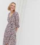 Monki Wrap Dress With Confetti Print And Buttons - Multi