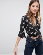 New Look Daisy Print Blouse - Black