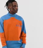 Noak Oversized Sweatshirt With Deep Neck And Cut And Sew-orange