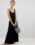 Asos Mixed Fabric Strappy Maxi Dress - Black