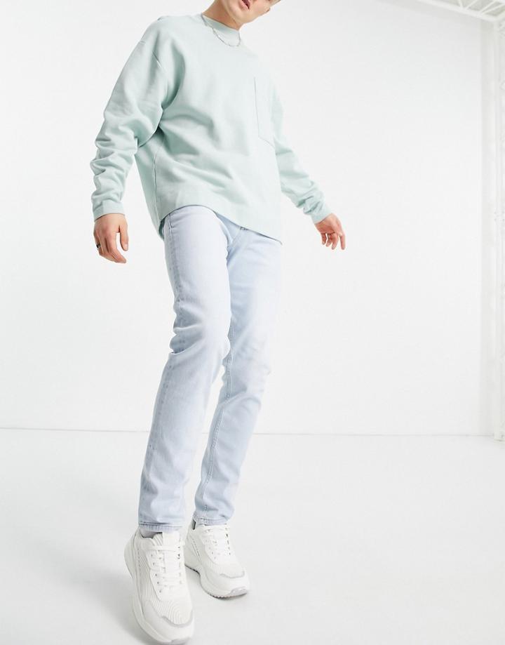 Asos Design Skinny Jeans In Bleach Wash-blues
