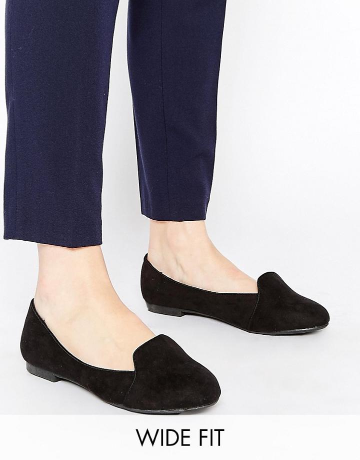 New Look Wide Fit Black Flat Slipper Shoes - Black