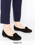 New Look Wide Fit Black Flat Slipper Shoes - Black